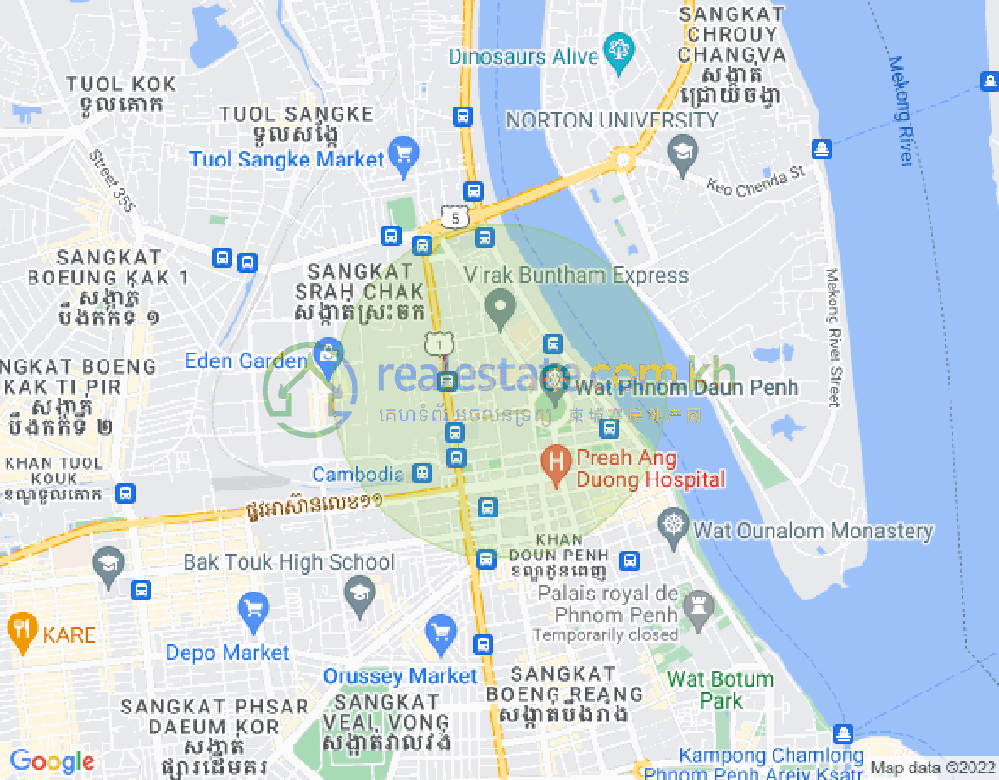 旧街市分区, 隆边区, 金边地图
