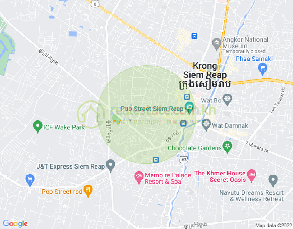 Map of Concrete road Unknow, Svay Dankum, Siem Reap