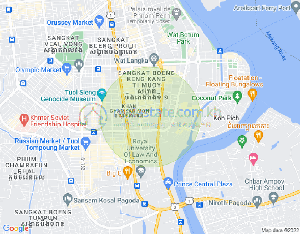 Map of BKK 1, Boeng Keng Kang, Phnom Penh