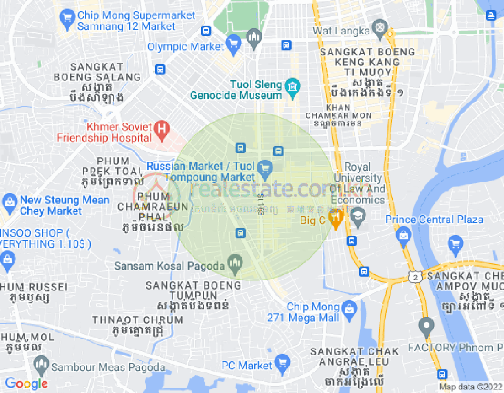 Carte de Toul Tum Poung 1, Chamkarmon, Phnom Penh