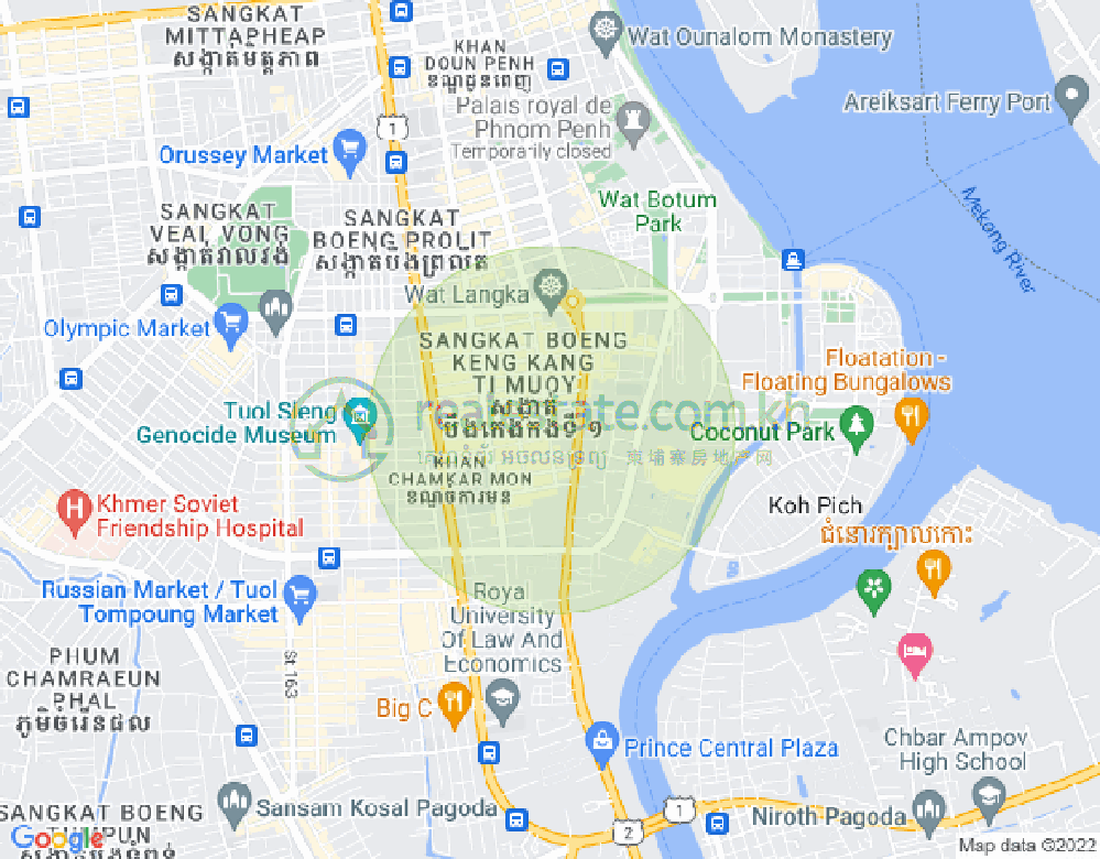 Mapa: BKK 1, Boeng Keng Kang, Phnom Penh