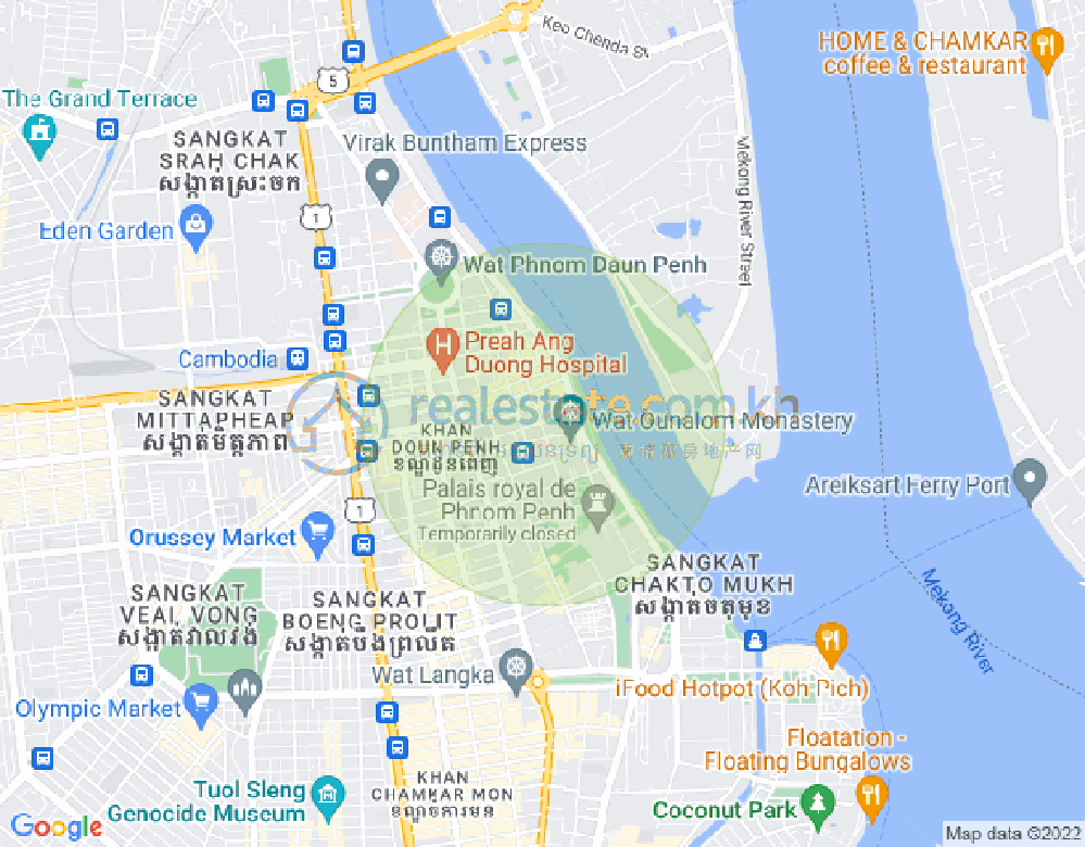 Map of Phsar Kandal I, Daun Penh, Phnom Penh
