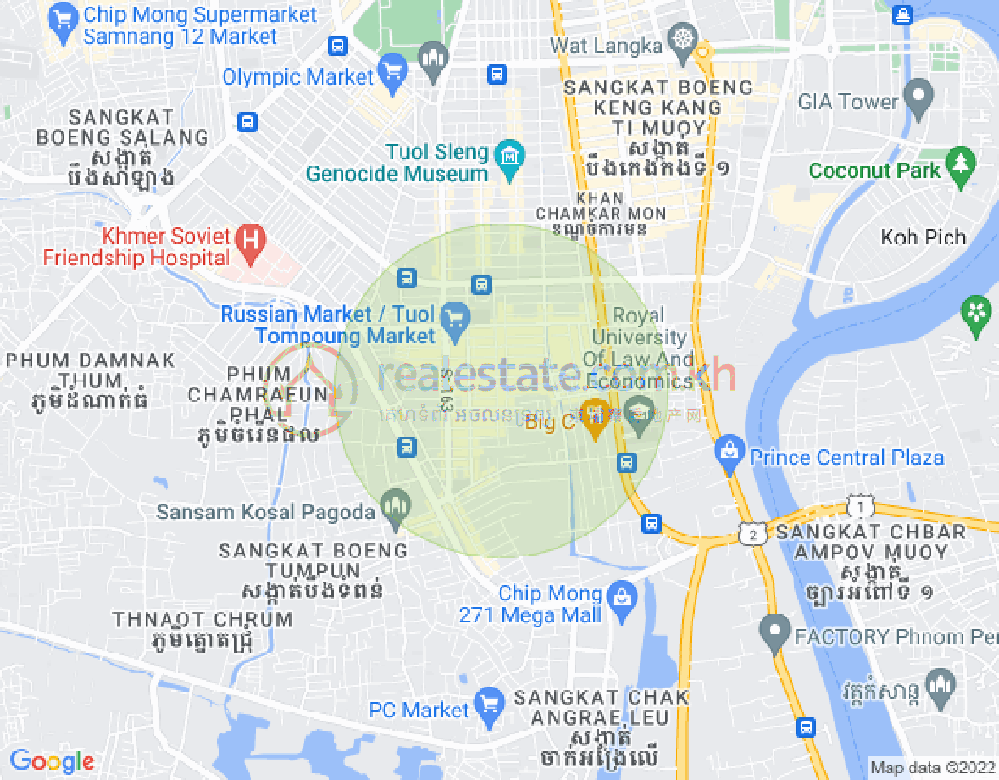 Carte de Toul Tum Poung 1, Chamkarmon, Phnom Penh