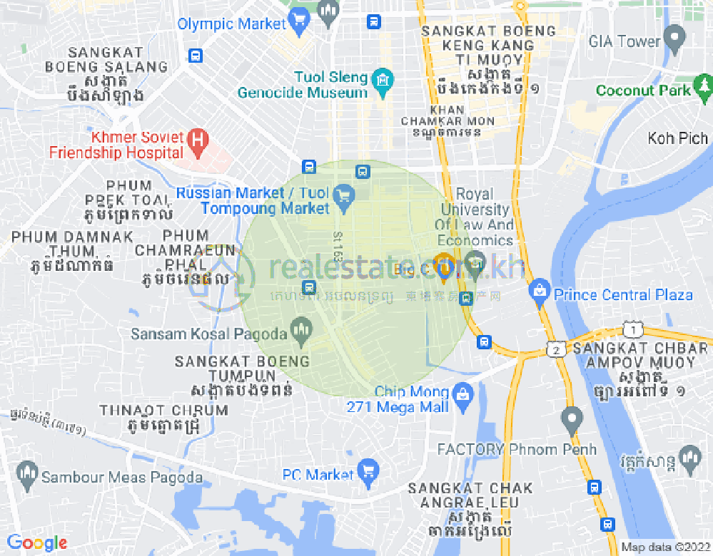 Carte de Toul Tum Poung 1, Chamkarmon, Phnom Penh