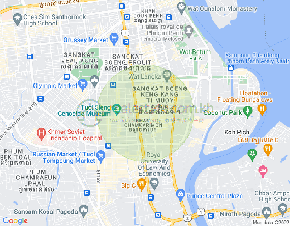 Map of BKK 1, Boeng Keng Kang, Phnom Penh