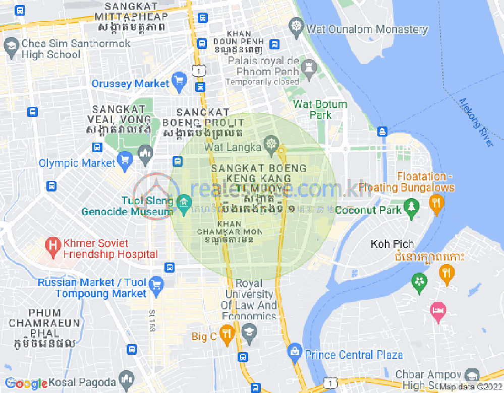 万景岗1分区（BKK1), 波哥堪, 金边地图