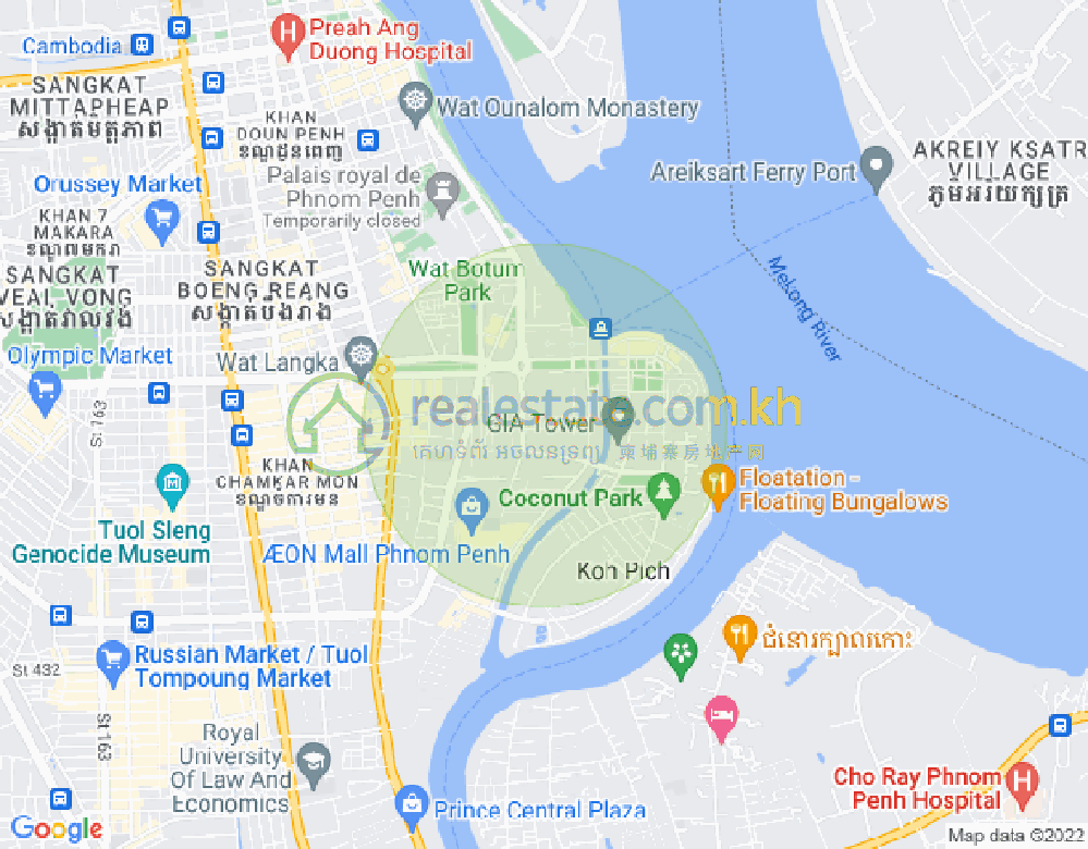 Mapa: Tonle Bassac, Chamkarmon, Phnom Penh