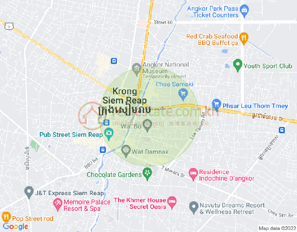 20 20 Street, Sala Kamraeuk县, 暹粒地图