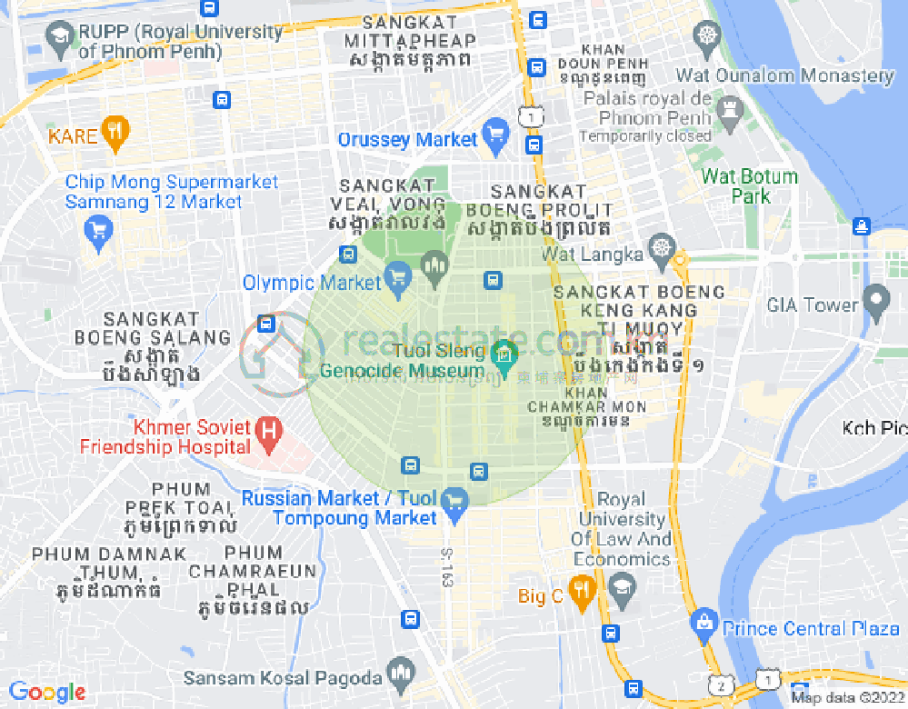 Mapa: BKK 1, Boeng Keng Kang, Phnom Penh