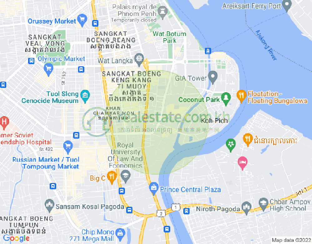 Карта Тонле Бассак, Чамкармон, Пномпень