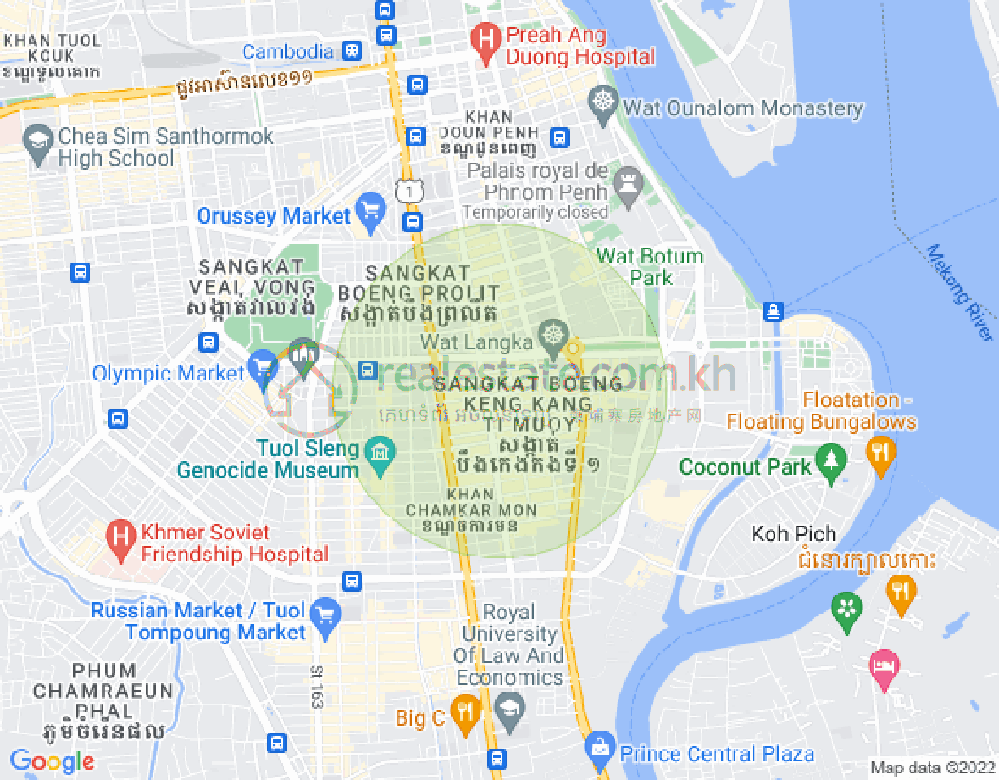 Map of BKK 1, Boeng Keng Kang, Phnom Penh