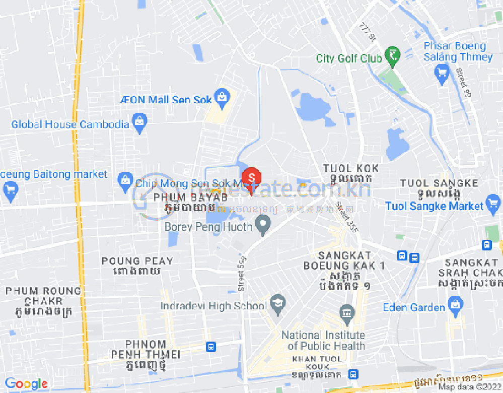 Mapa: Boeung Kak 1, Toul Kork, Phnom Penh