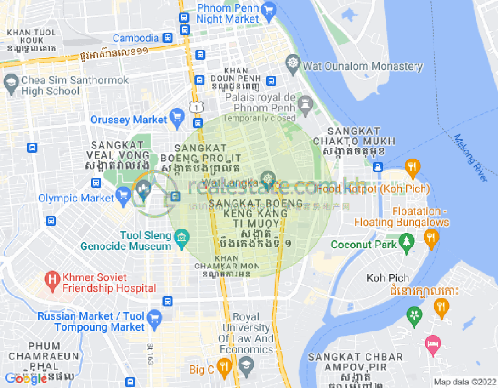 Map of BKK 1, Boeng Keng Kang, Phnom Penh