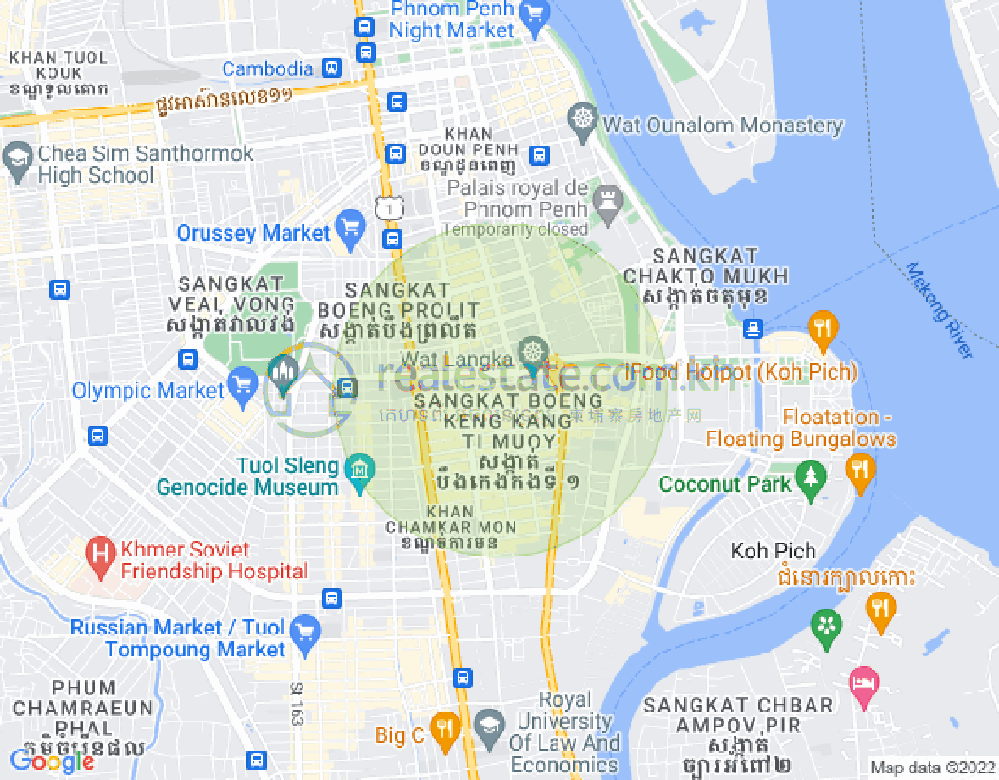 万景岗1分区（BKK1), 波哥堪, 金边地图