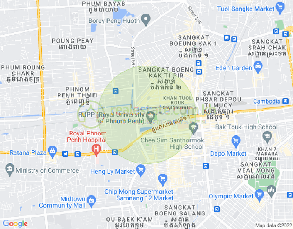 Map of Boeung Kak 2, Toul Kork, Phnom Penh