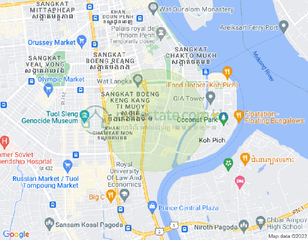 Mapa: Boeung Trabek, Chamkarmon, Phnom Penh