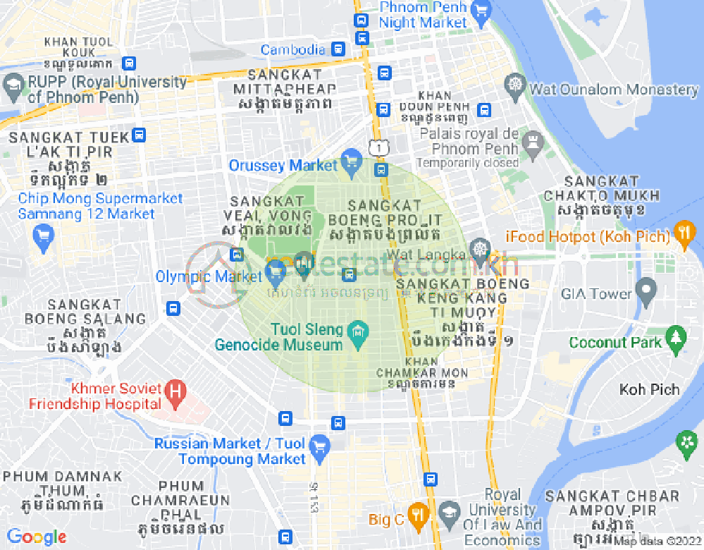 Boeung Prolit구역, 마카라구, 프놈펜 지도