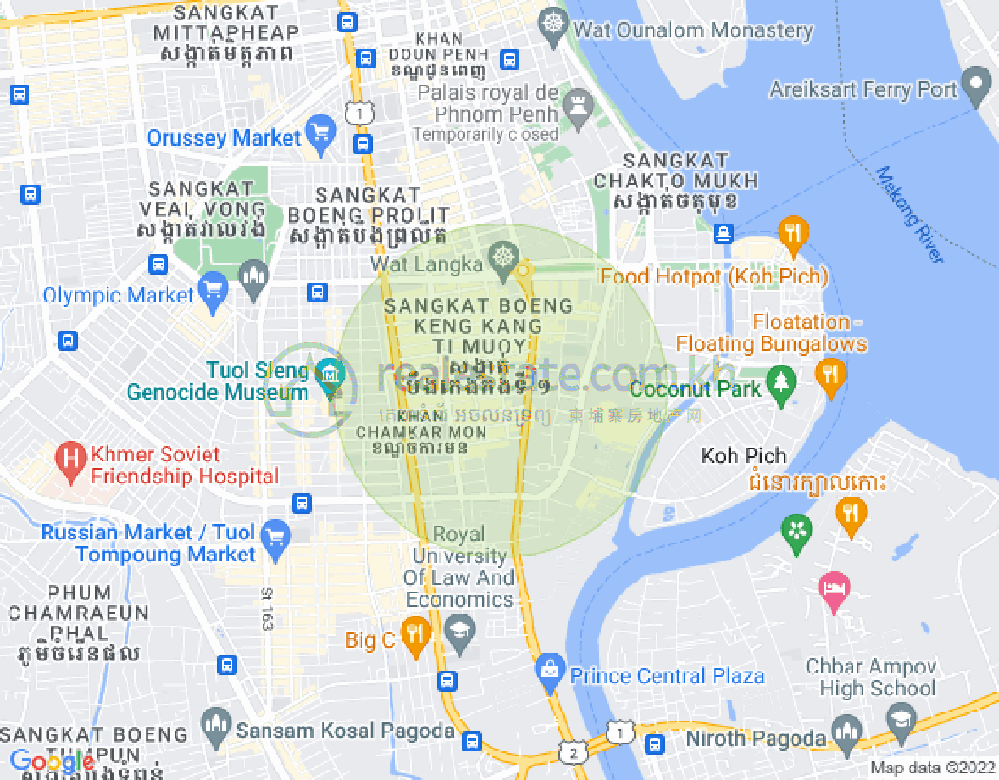 Mapa: BKK 1, Boeng Keng Kang, Phnom Penh