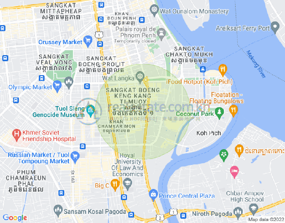 Mapa: BKK 1, Boeng Keng Kang, Phnom Penh