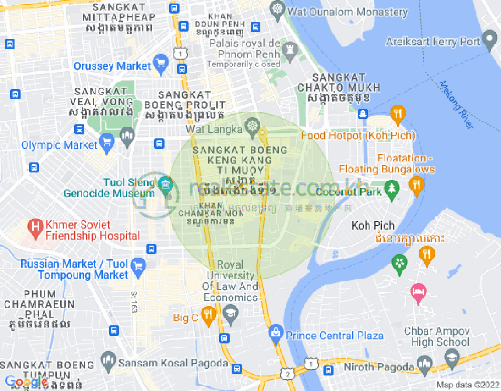 Mapa: BKK 1, Boeng Keng Kang, Phnom Penh