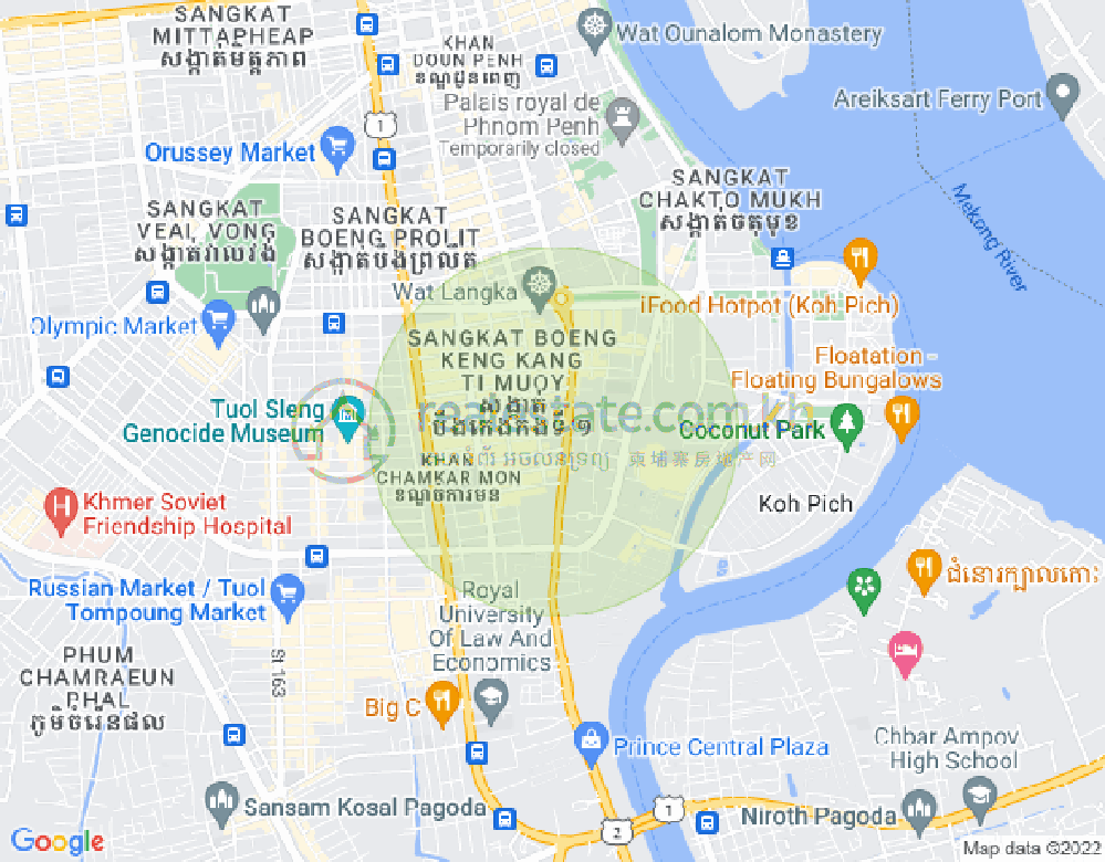 Mapa: BKK 1, Boeng Keng Kang, Phnom Penh
