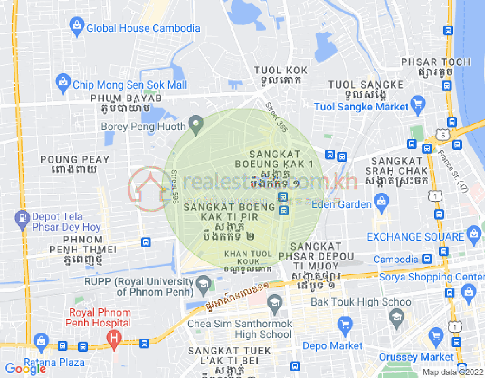Mapa: Boeung Kak 2, Toul Kork, Phnom Penh