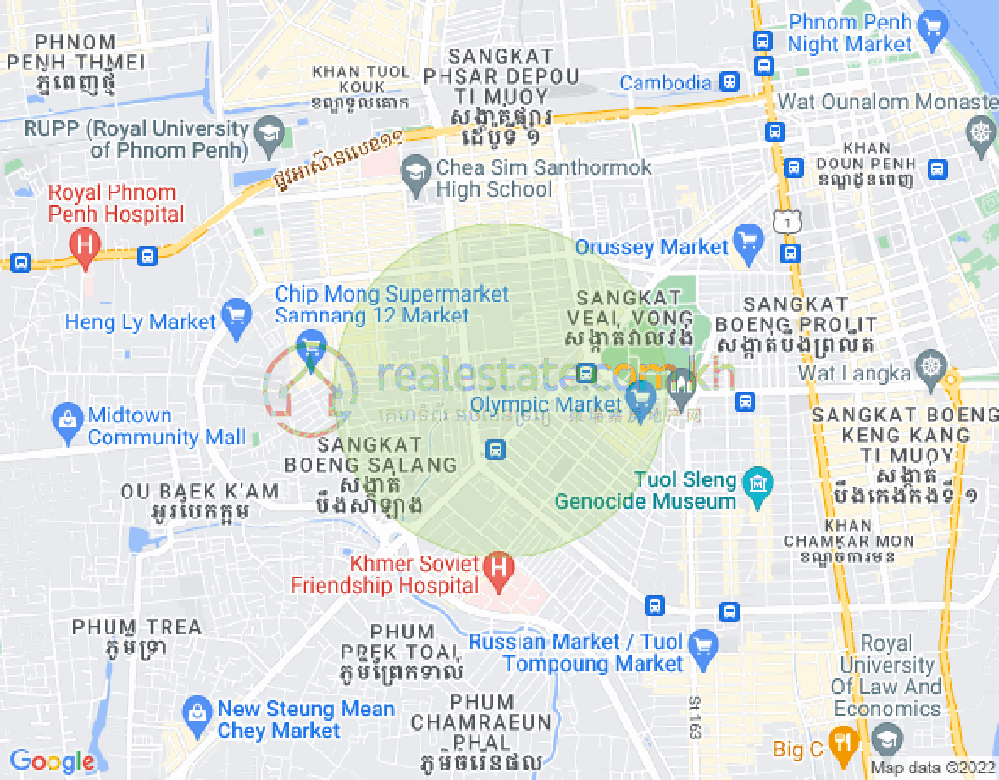 แผนที่ บึงกัก 1, ตuolโกก, พนมเปญ