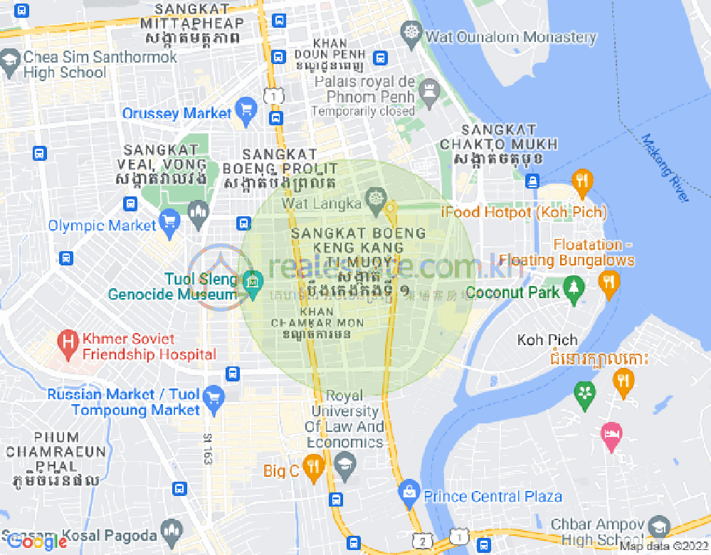 Mapa: BKK 1, Boeng Keng Kang, Phnom Penh