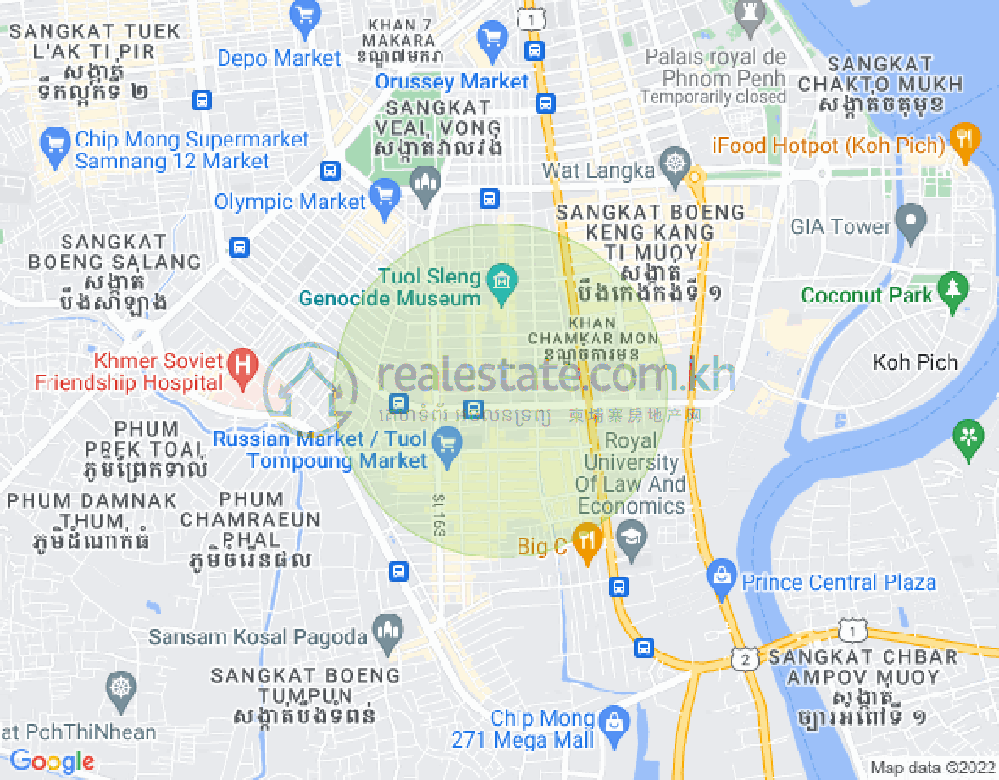 Map of Toul Tum Poung 1, Chamkarmon, Phnom Penh