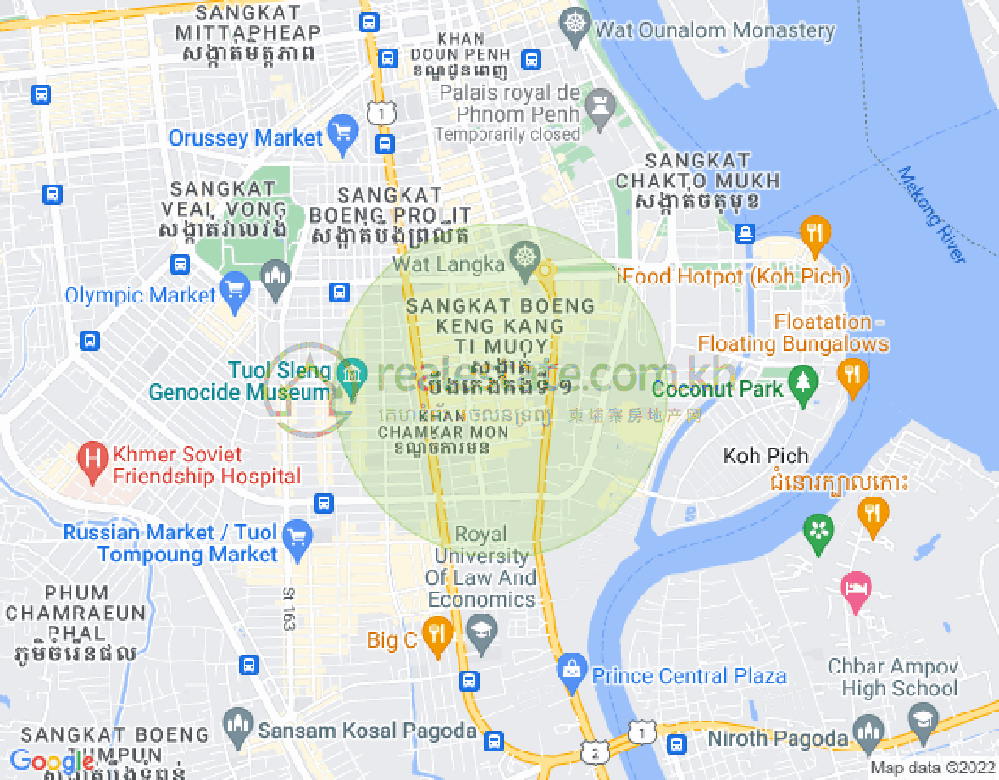 Mapa: BKK 1, Boeng Keng Kang, Phnom Penh