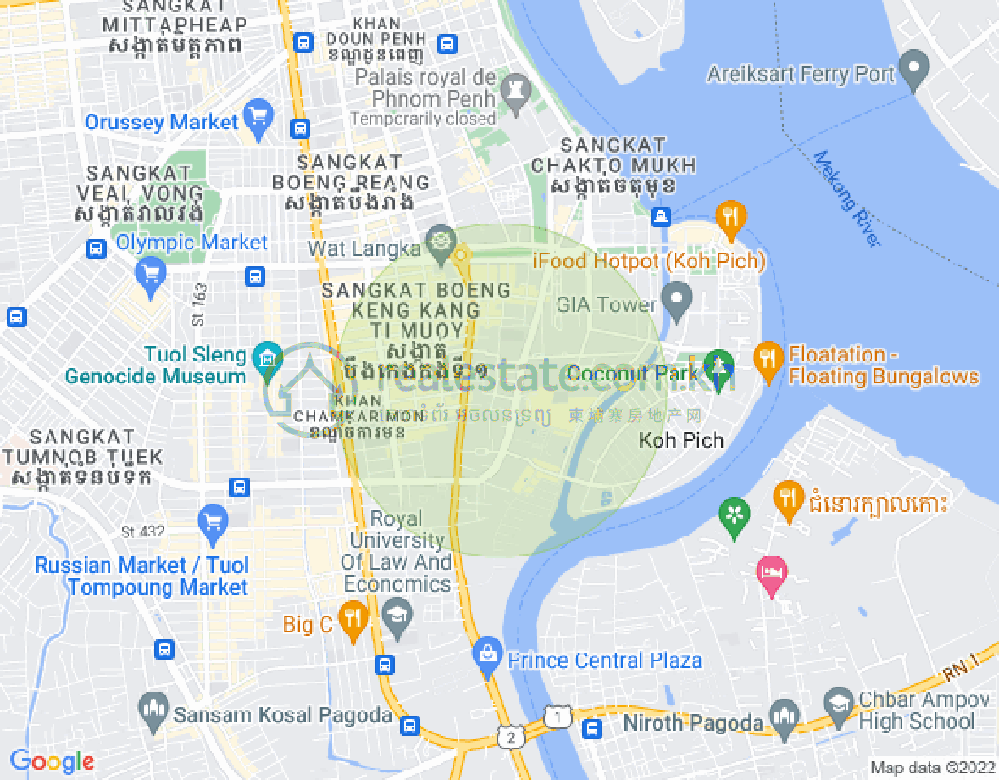 Carte de Tonle Bassac, Chamkarmon, Phnom Penh