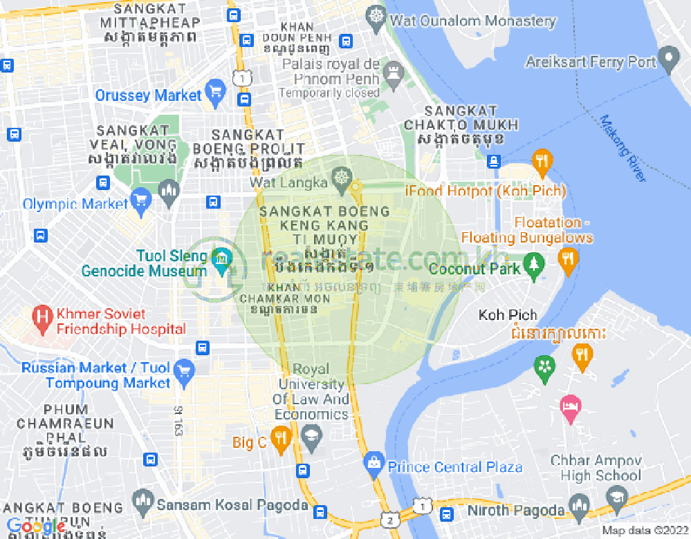 Mapa: BKK 1, Boeng Keng Kang, Phnom Penh