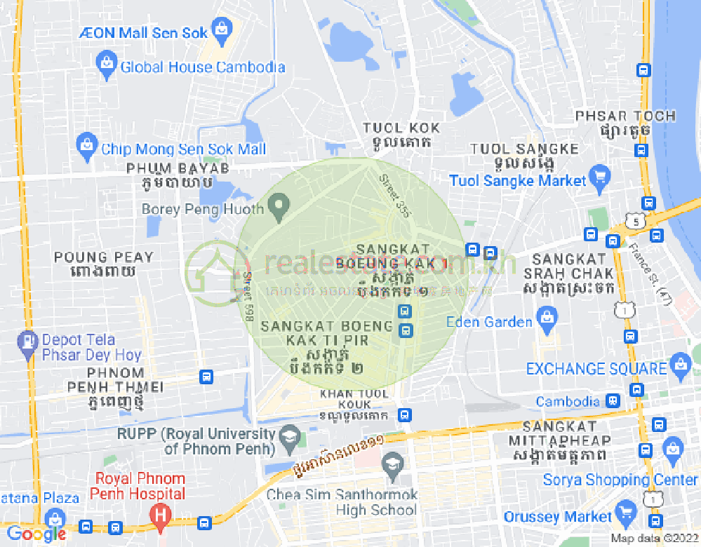 Mapa: Boeung Kak 2, Toul Kork, Phnom Penh