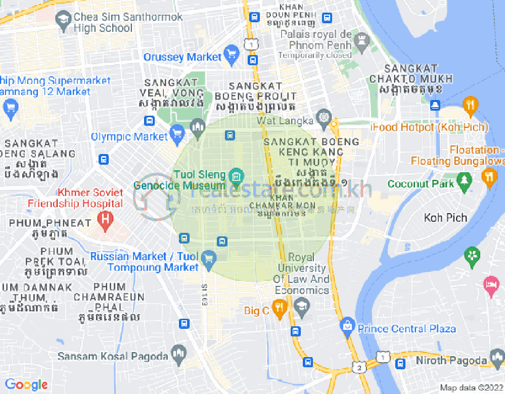 Mapa: BKK 2, Boeng Keng Kang, Phnom Penh