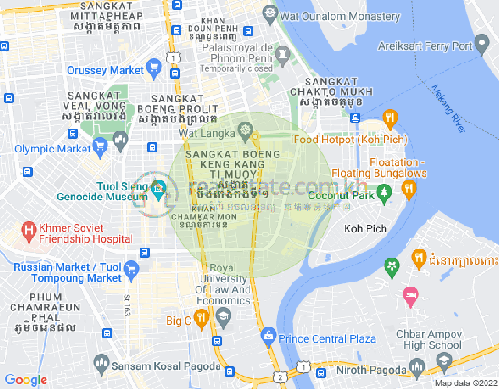 백색하구역, 짬까몬, 프놈펜 지도