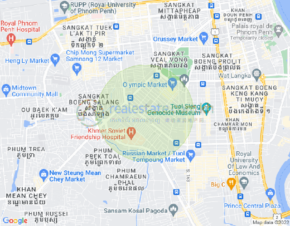 Mapa: Boeung Kak 1, Toul Kork, Phnom Penh
