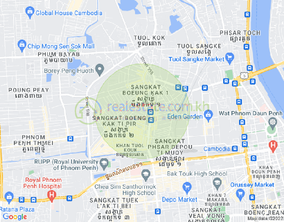 Mapa: Tuek L'ak 1, Toul Kork, Phnom Penh