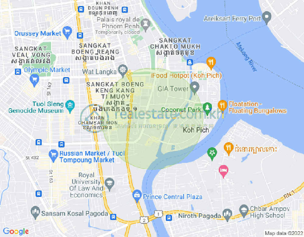 Carte de Tonle Bassac, Chamkarmon, Phnom Penh