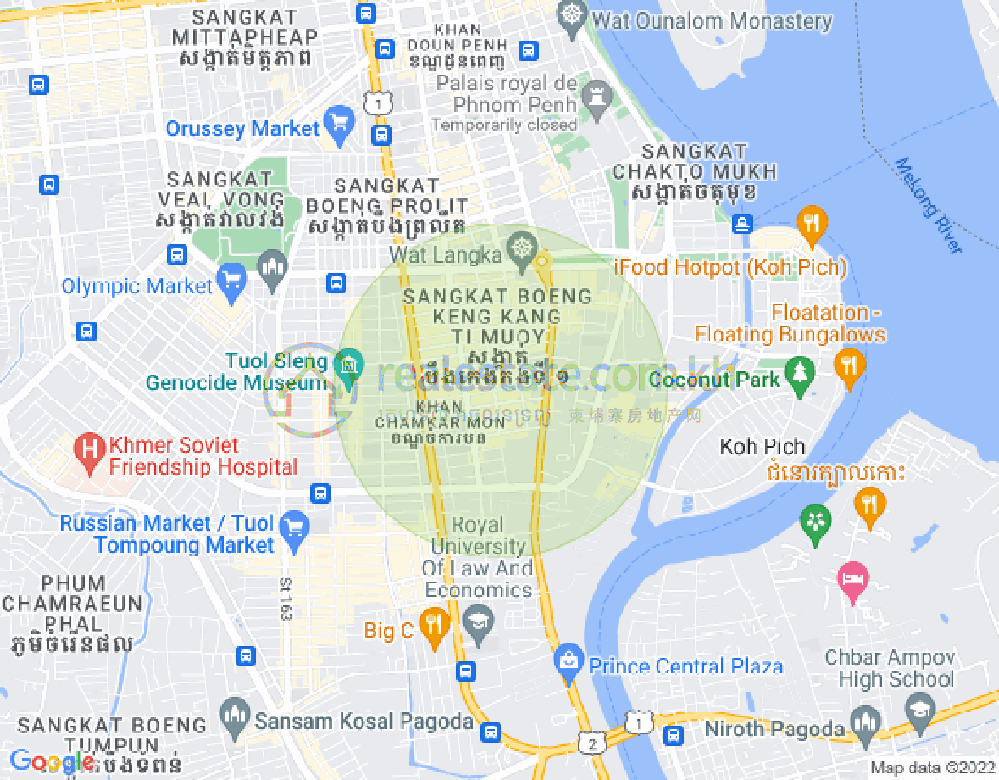 Mapa: BKK 2, Boeng Keng Kang, Phnom Penh