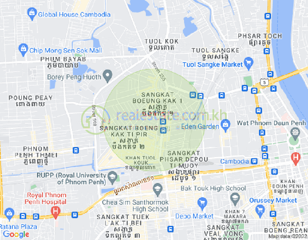 Map of Boeung Kak 1, Toul Kork, Phnom Penh
