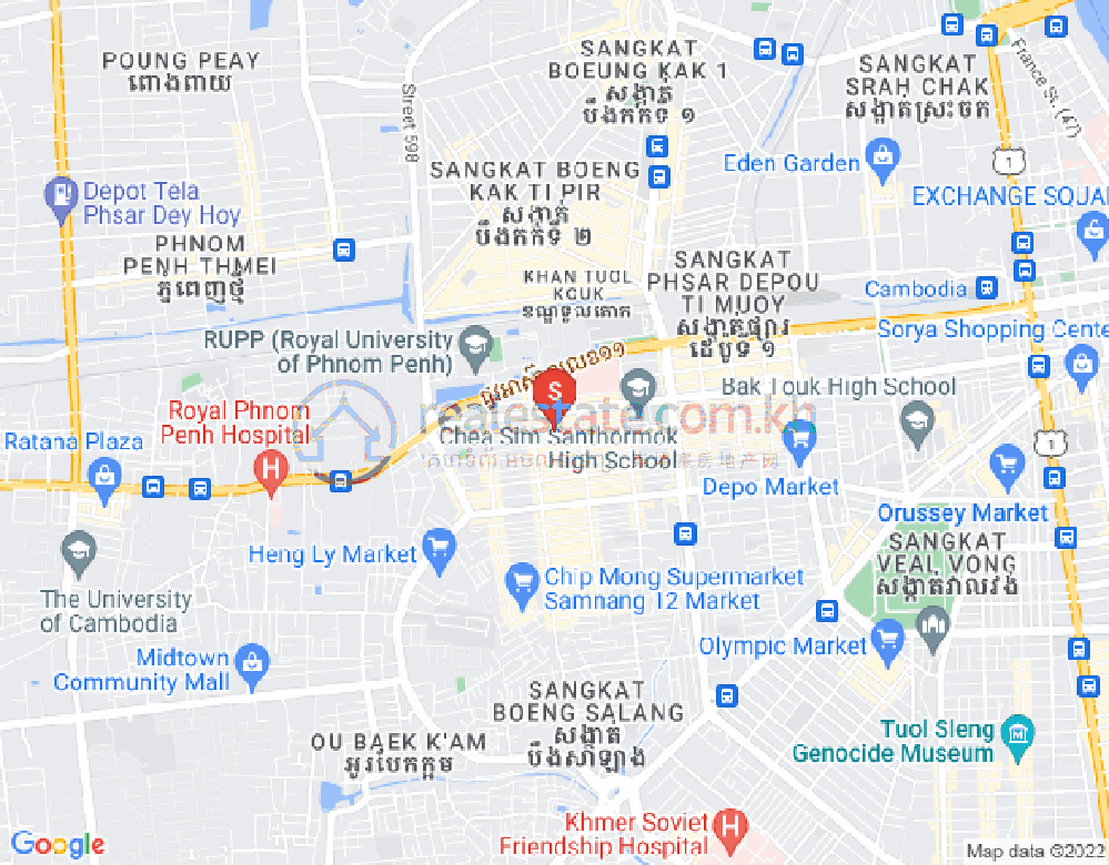 トゥークラック1, トゥールコーク, プノンペンの地図