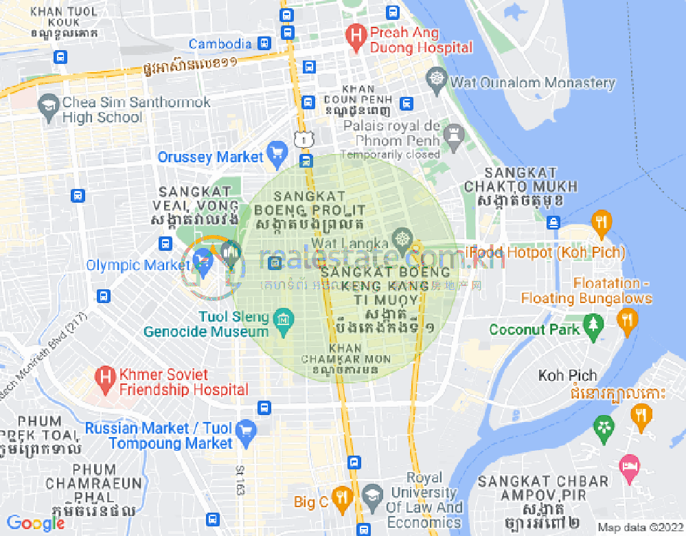 Map of BKK 1, Boeng Keng Kang, Phnom Penh