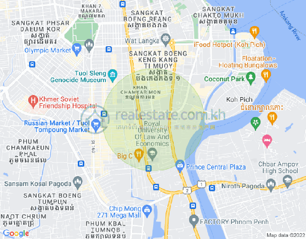 万景岗1分区（BKK1), 波哥堪, 金边地图