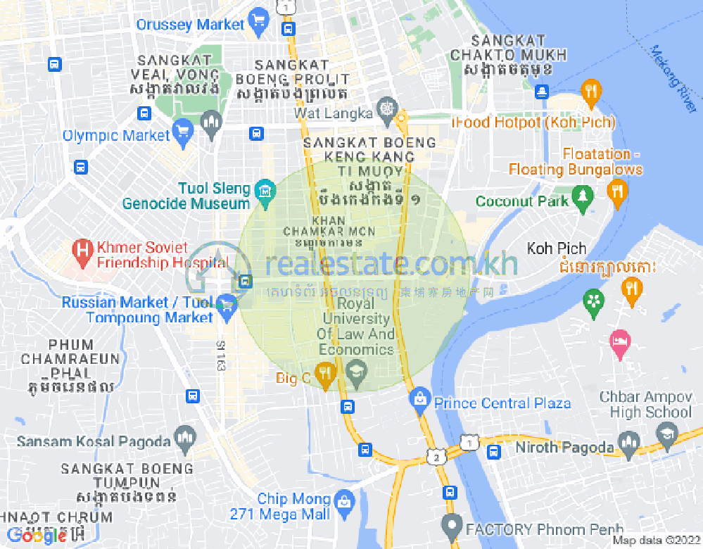 만경강1부구(BKK1), 벙껭깡, 프놈펜 지도