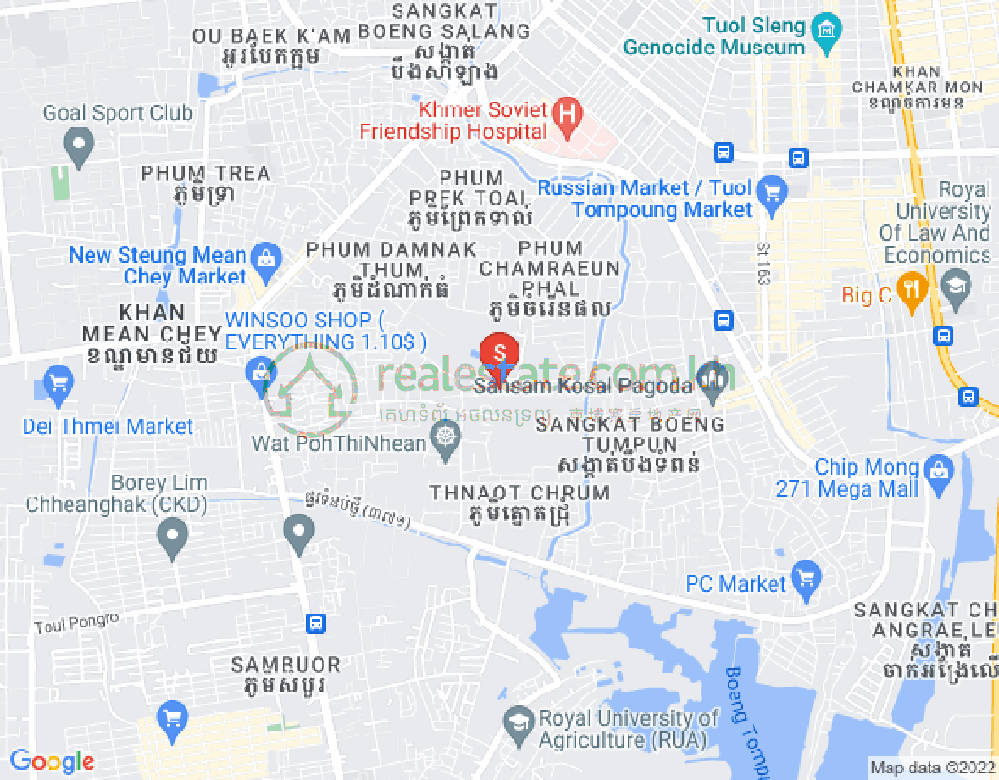 Boeung Tumpun分区, 棉芷区, 金边地图