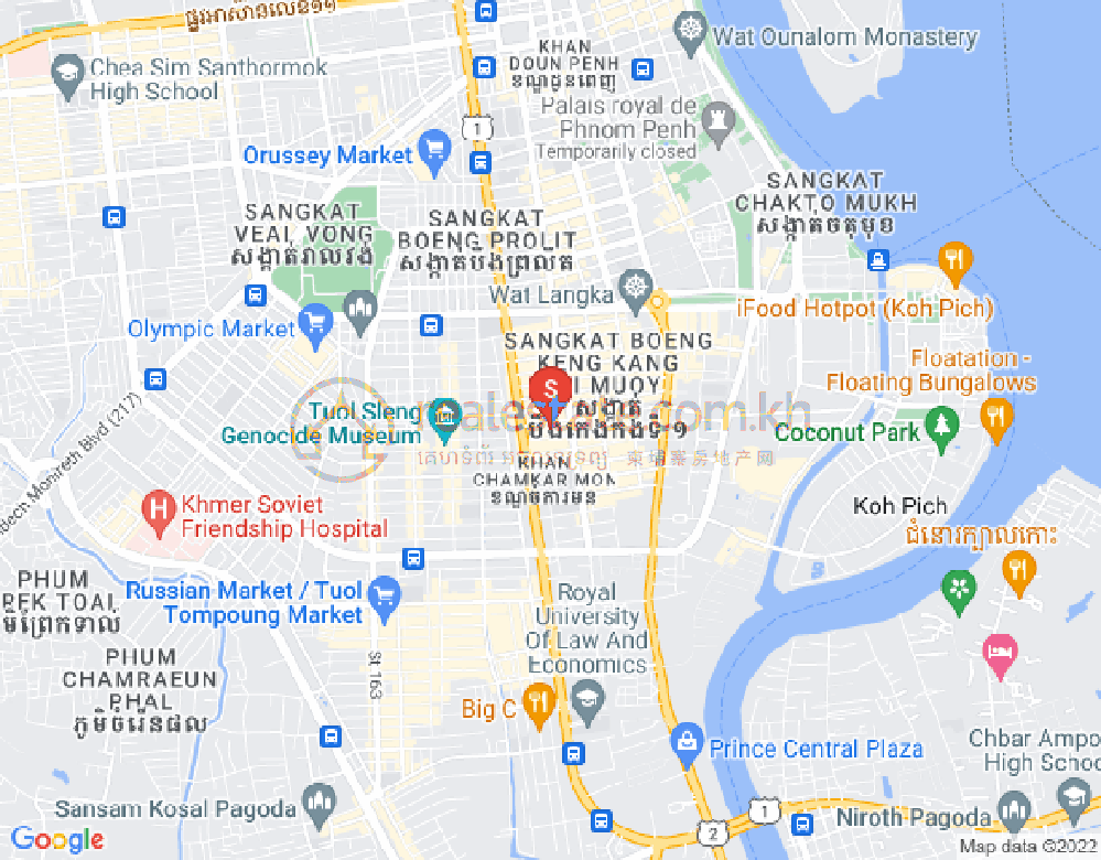 만경강1부구(BKK1), 벙껭깡, 프놈펜 지도