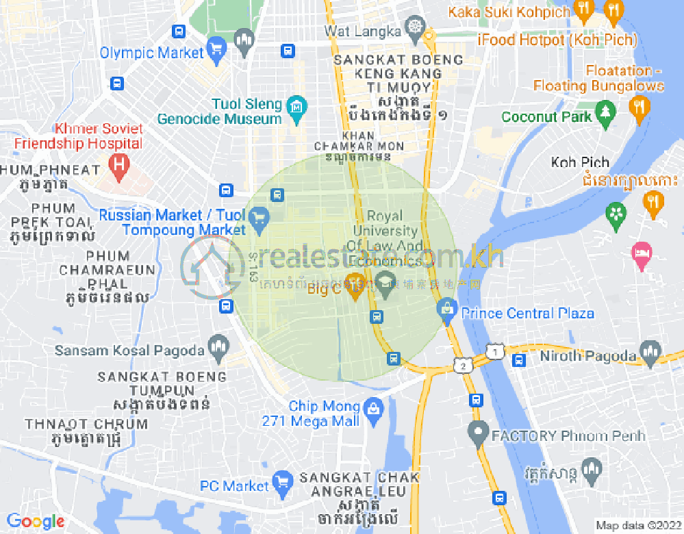 Mapa: Boeung Trabek, Chamkarmon, Phnom Penh