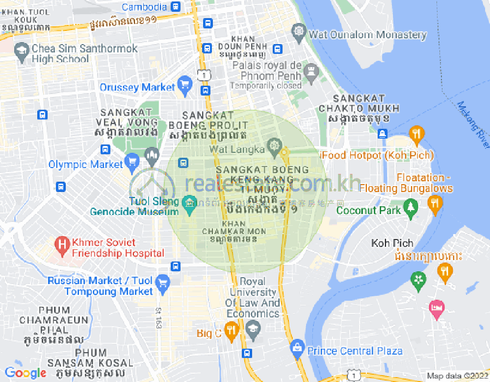 万景岗1分区（BKK1), 波哥堪, 金边地图