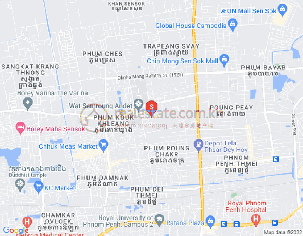 Mapa: Kouk Khleang, Sen Sok, Phnom Penh