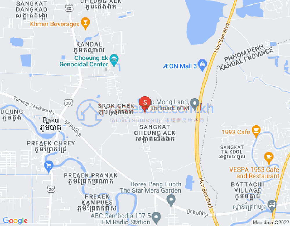 Cheung Aek구역, 당까오, 프놈펜 지도